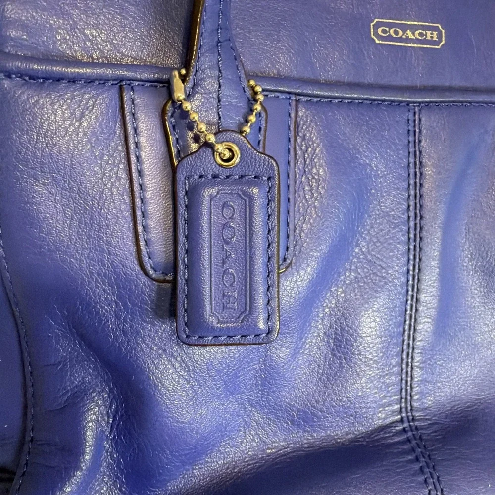 COACH Royal Blue Leather Satchel‎ Crossbody Bag Silver Hardware EUC Rare